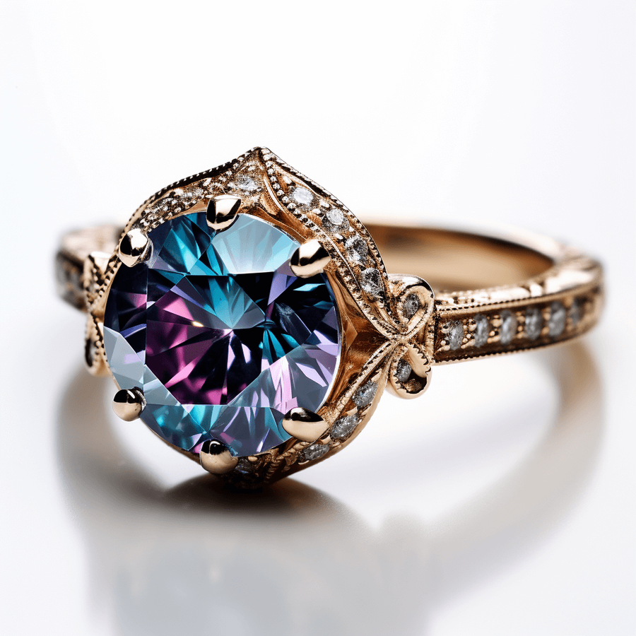 Alexandrite Halo Ring