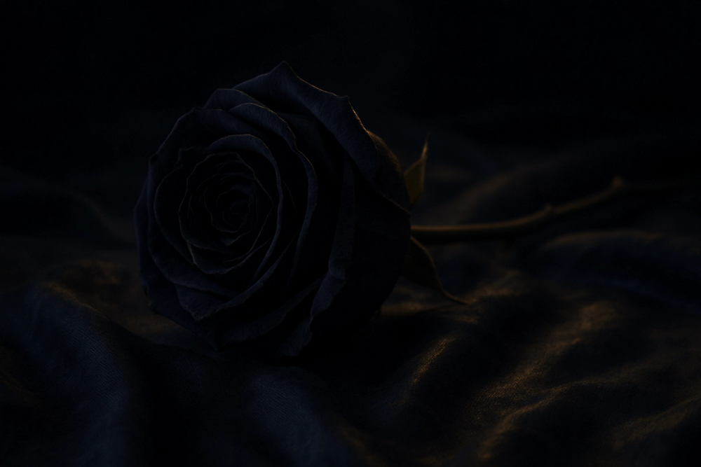 Black rose symbolizing sorrow and betrayal