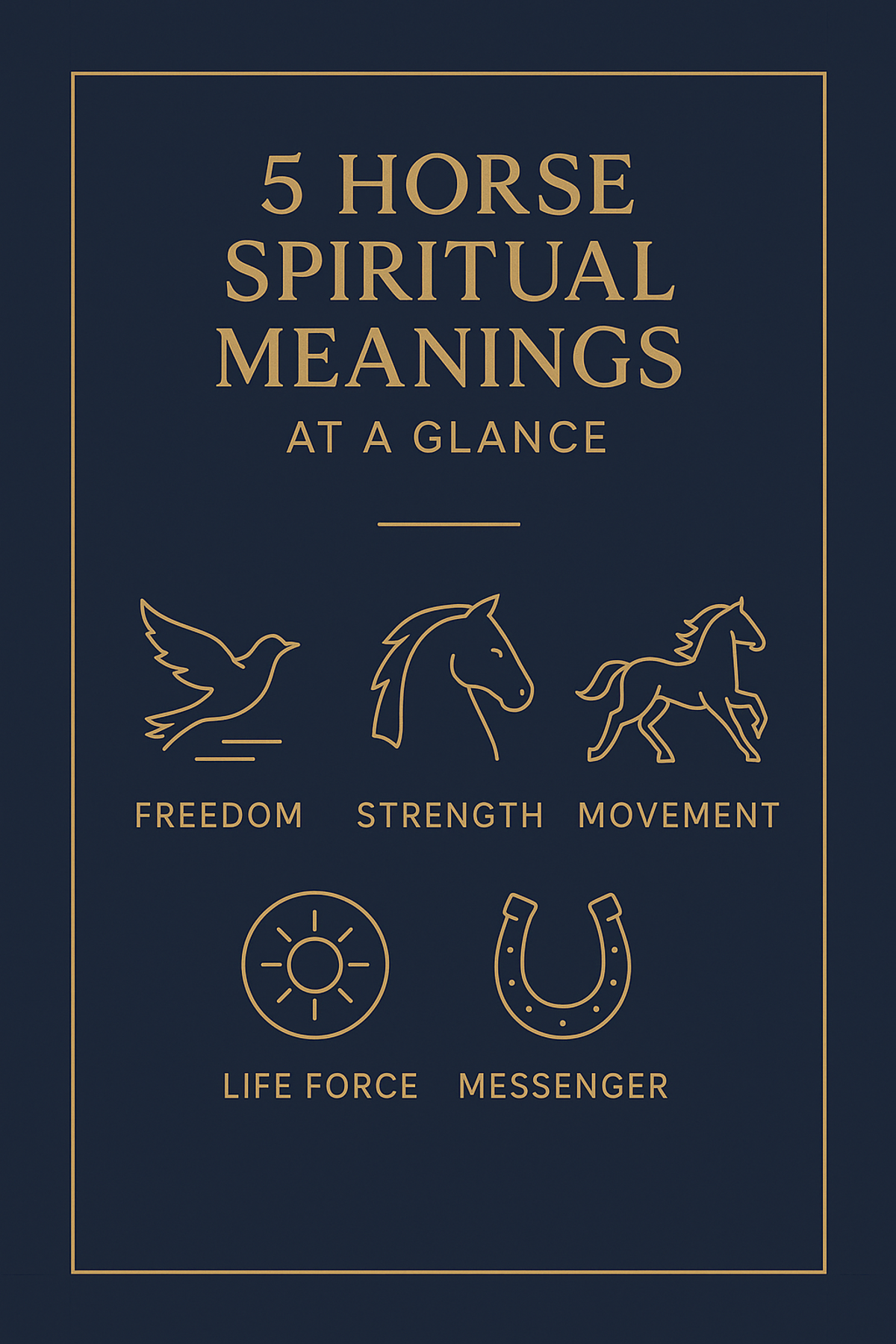 Infographic showing 5 key spiritual meanings of horses
