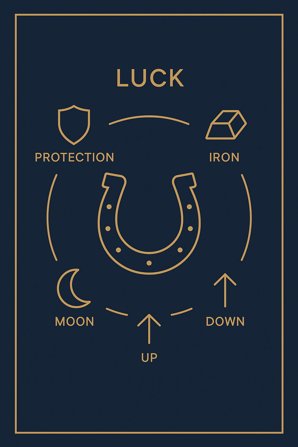 Infographic showing six key horseshoe meanings at a glance