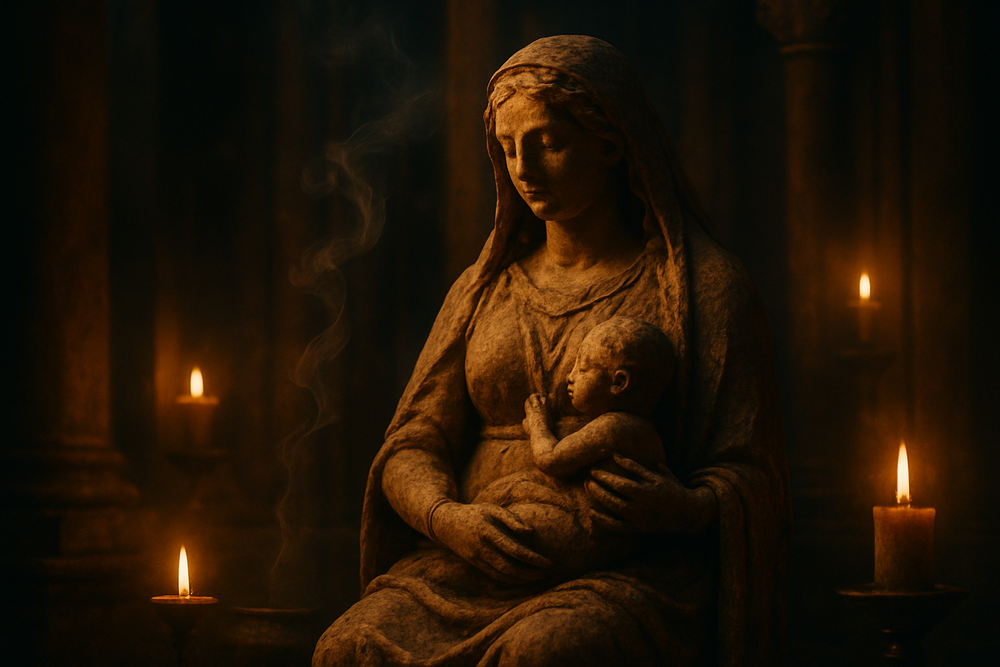Ancient goddess statue symbolizing sacred motherhood