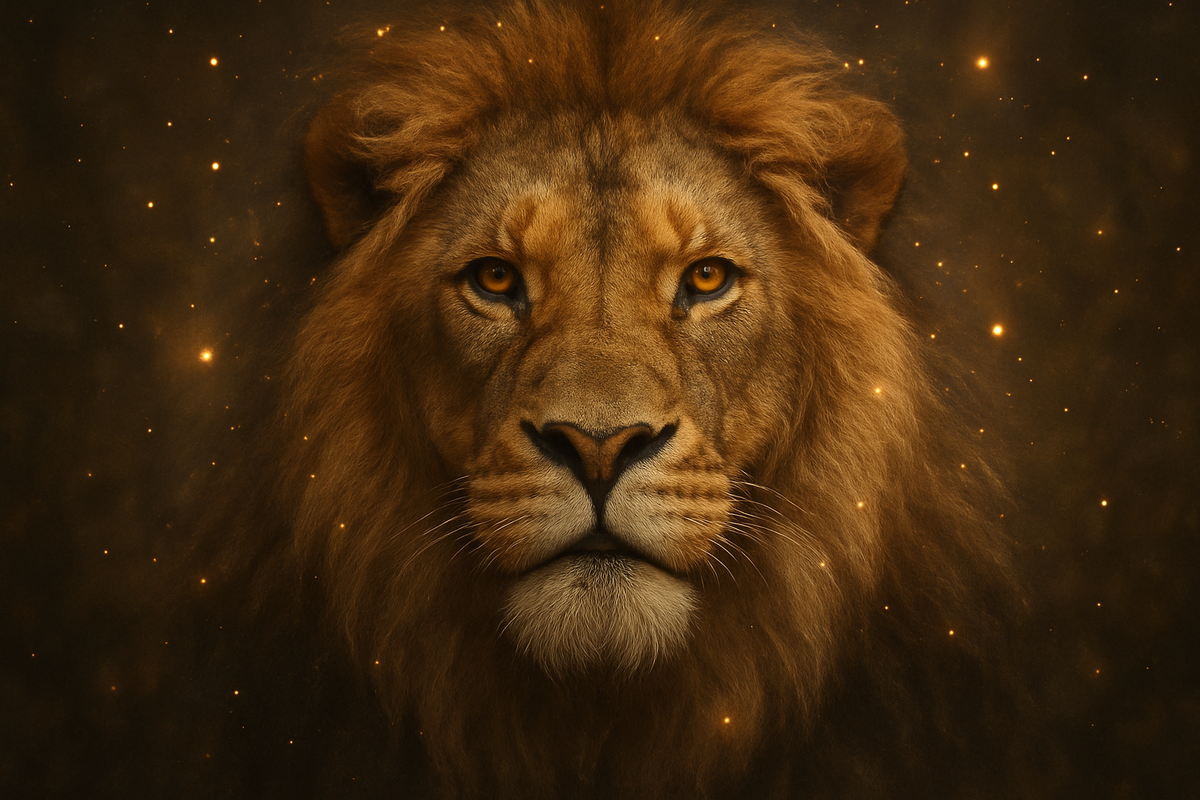 Close-up of a lion's face symbolizing courage and spiritual power