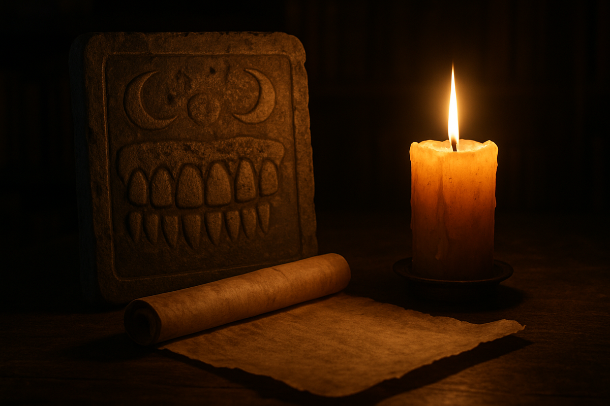 Ancient parchment and stone carving representing historical dream interpretation traditions
