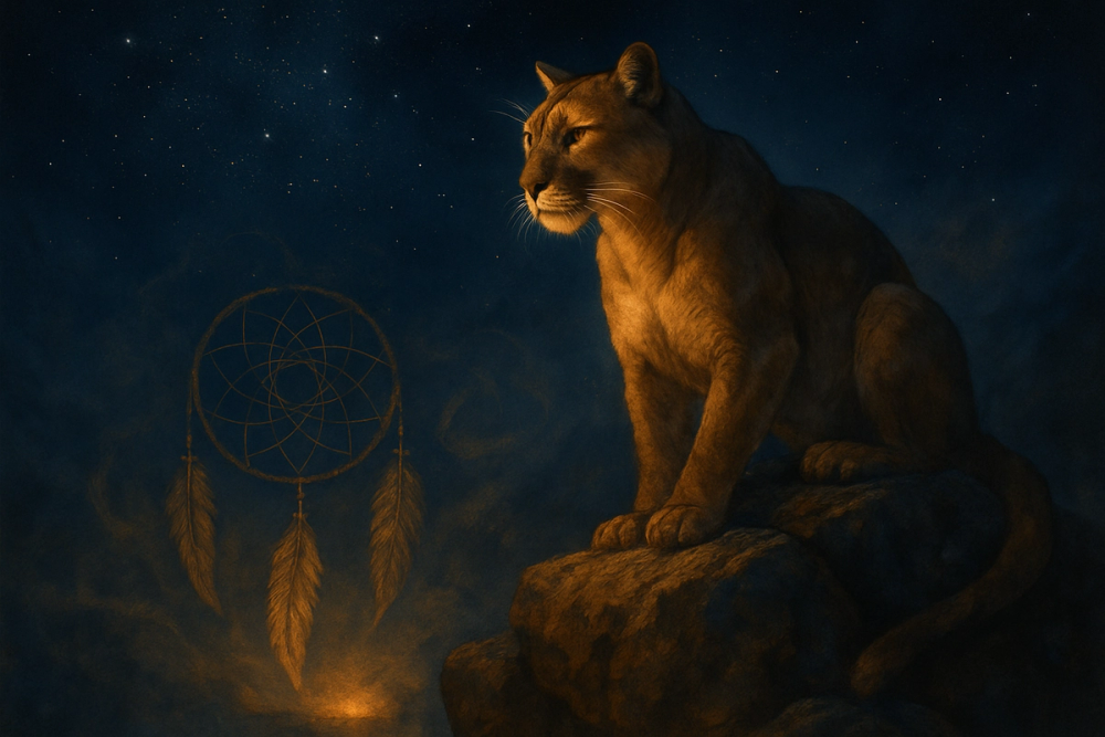 Puma as a silent guardian spirit in Native American symbolism