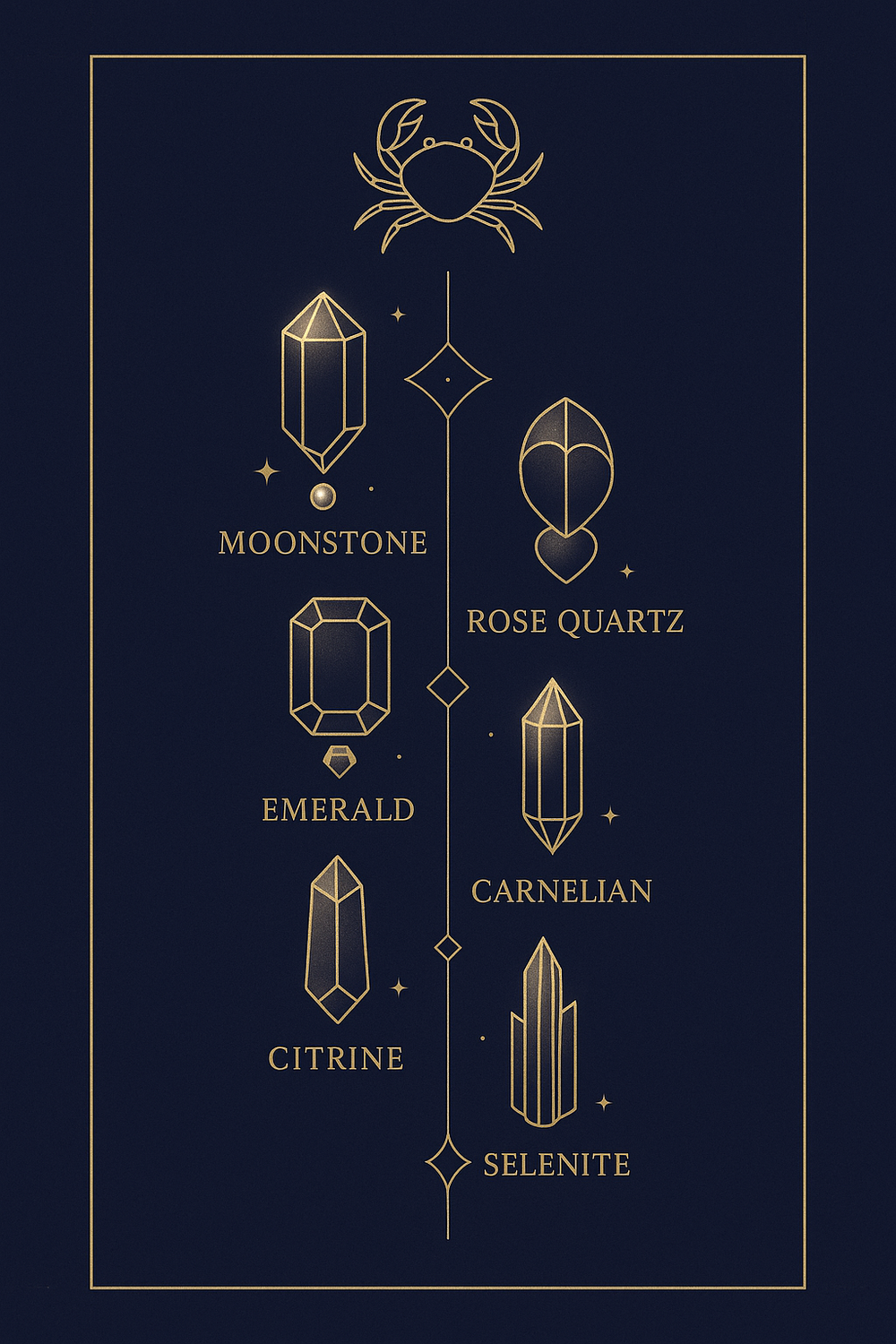 Infographic of top crystals for Cancer zodiac sign