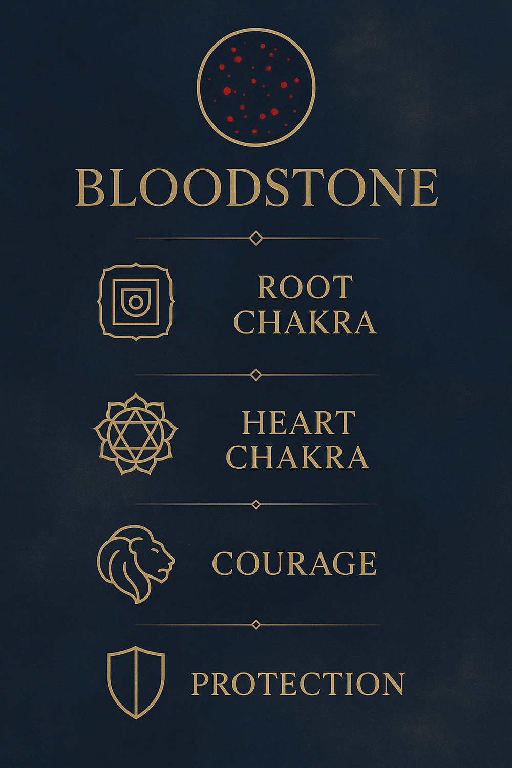 Infographic showing bloodstone's chakra and metaphysical associations