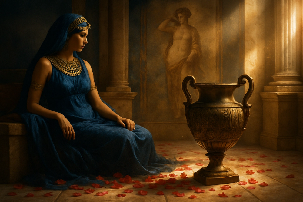 Historical scene of roses in ancient civilizations