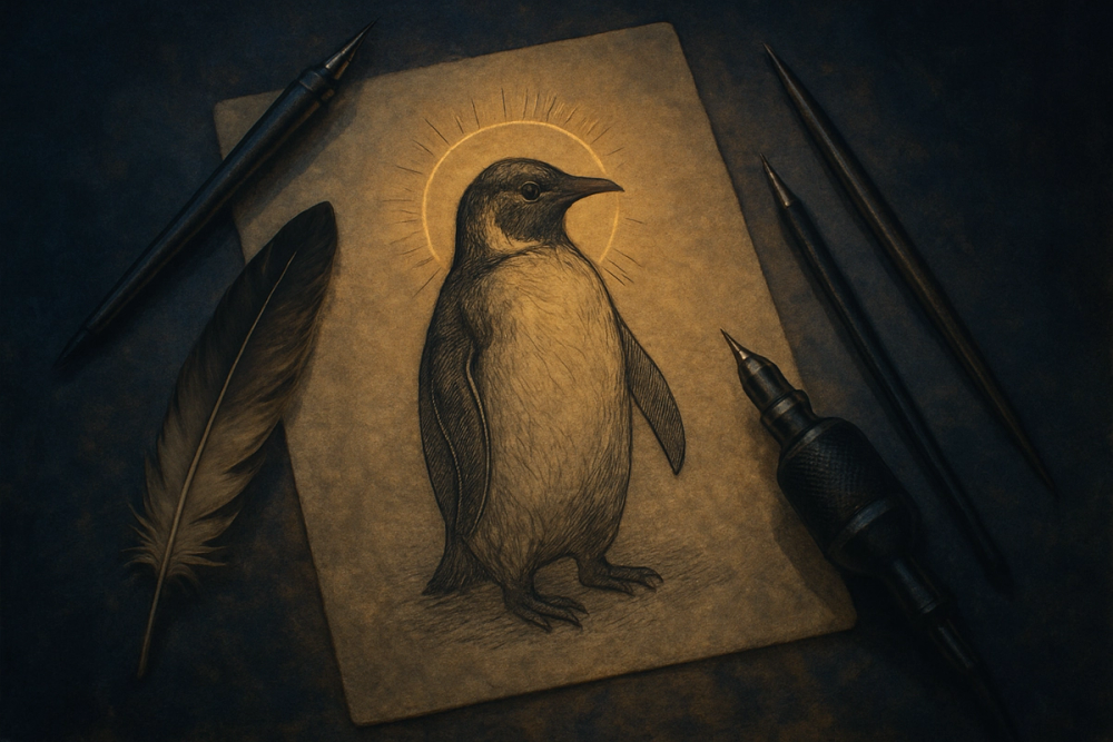 Penguin tattoo design symbolizing loyalty and resilience