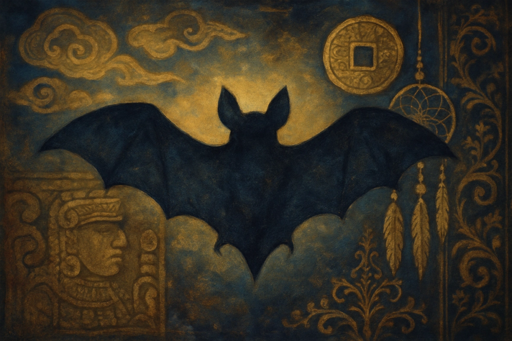 Bat symbolism across world cultures illustration