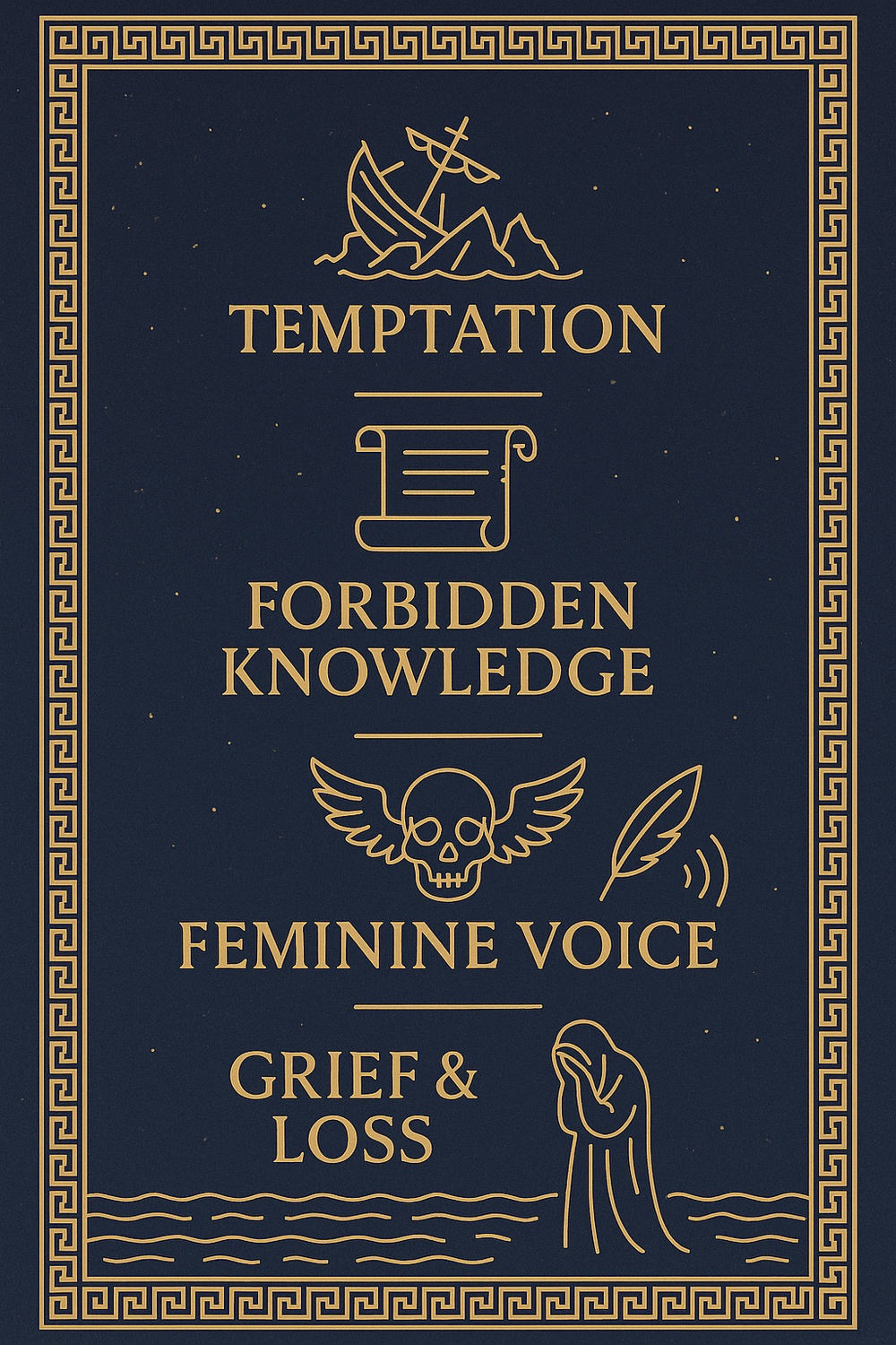 Infographic of the five symbolic meanings of the Sirens in Greek mythology