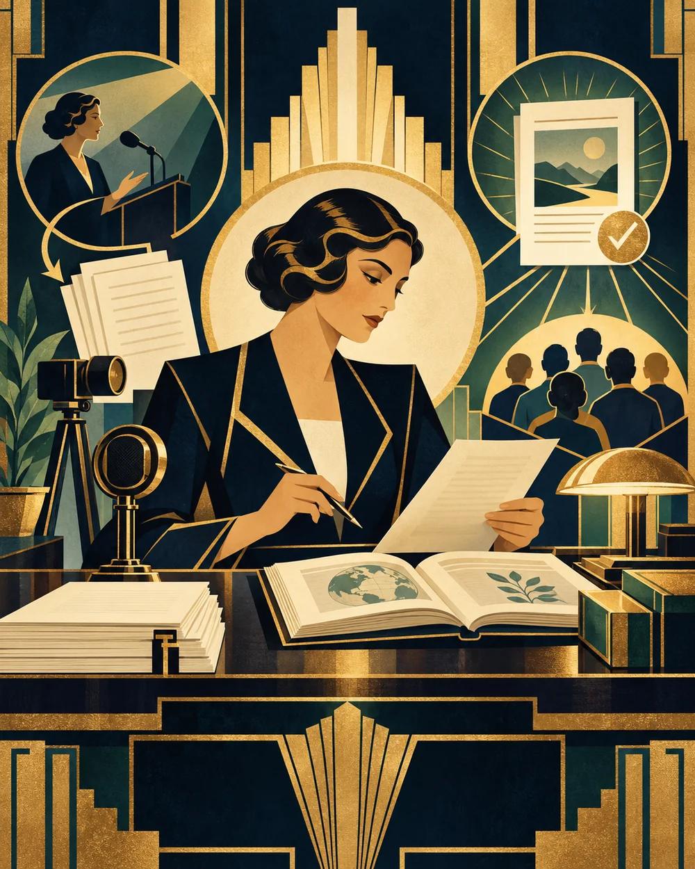Art deco illustration of human expertise, source attribution and clear safety communication