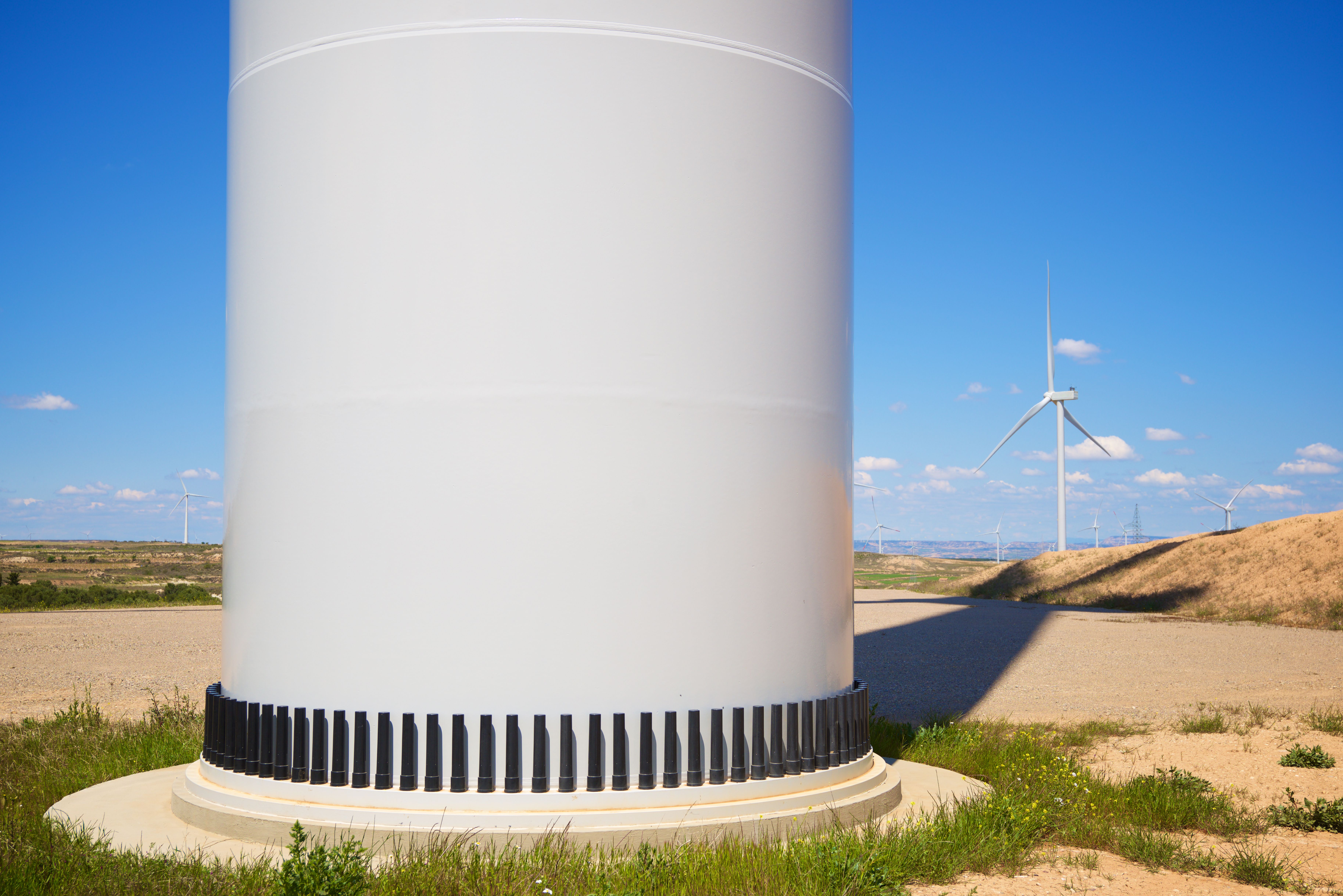 bolts around wind turbine foundation