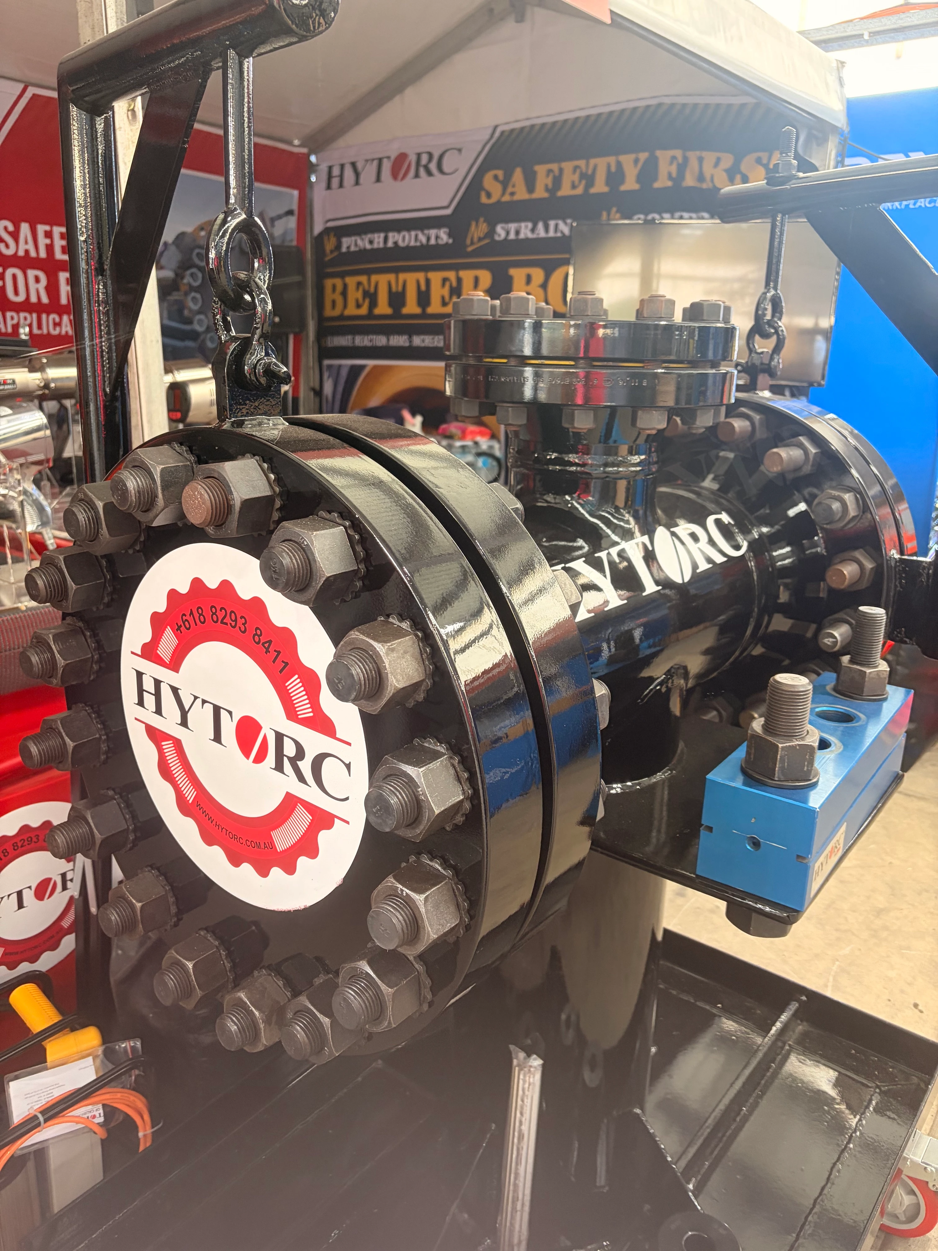 HYTORC Australia Queensland Mining & Engineering Exhibition large demo flange for bolting torque tool demonstration