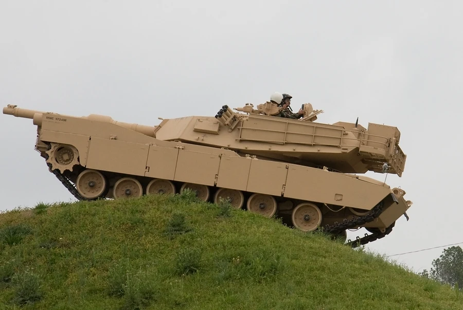 abrams tank on grass hill