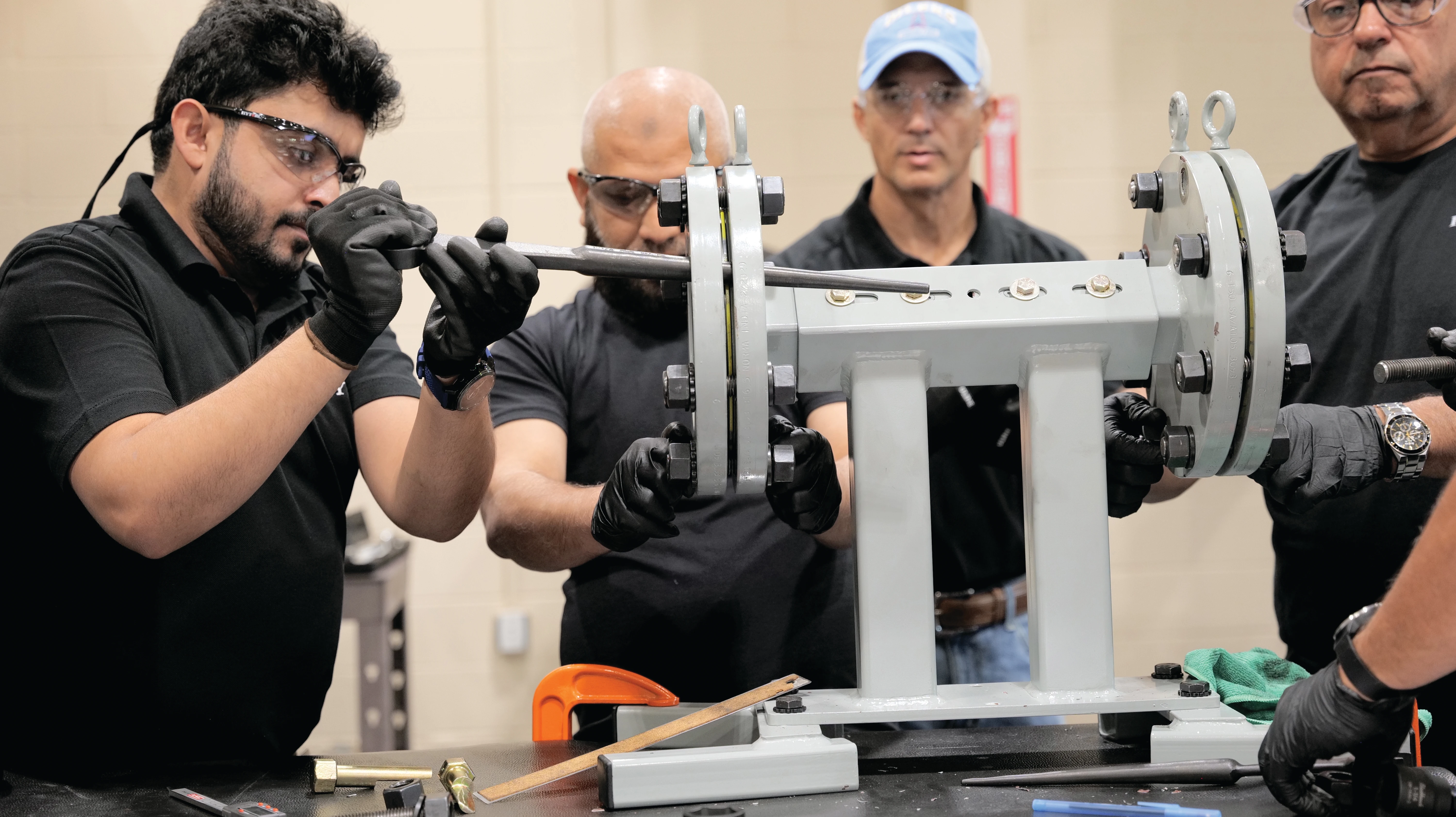 Technician practicing hydraulic bolting at HYTORC Academy