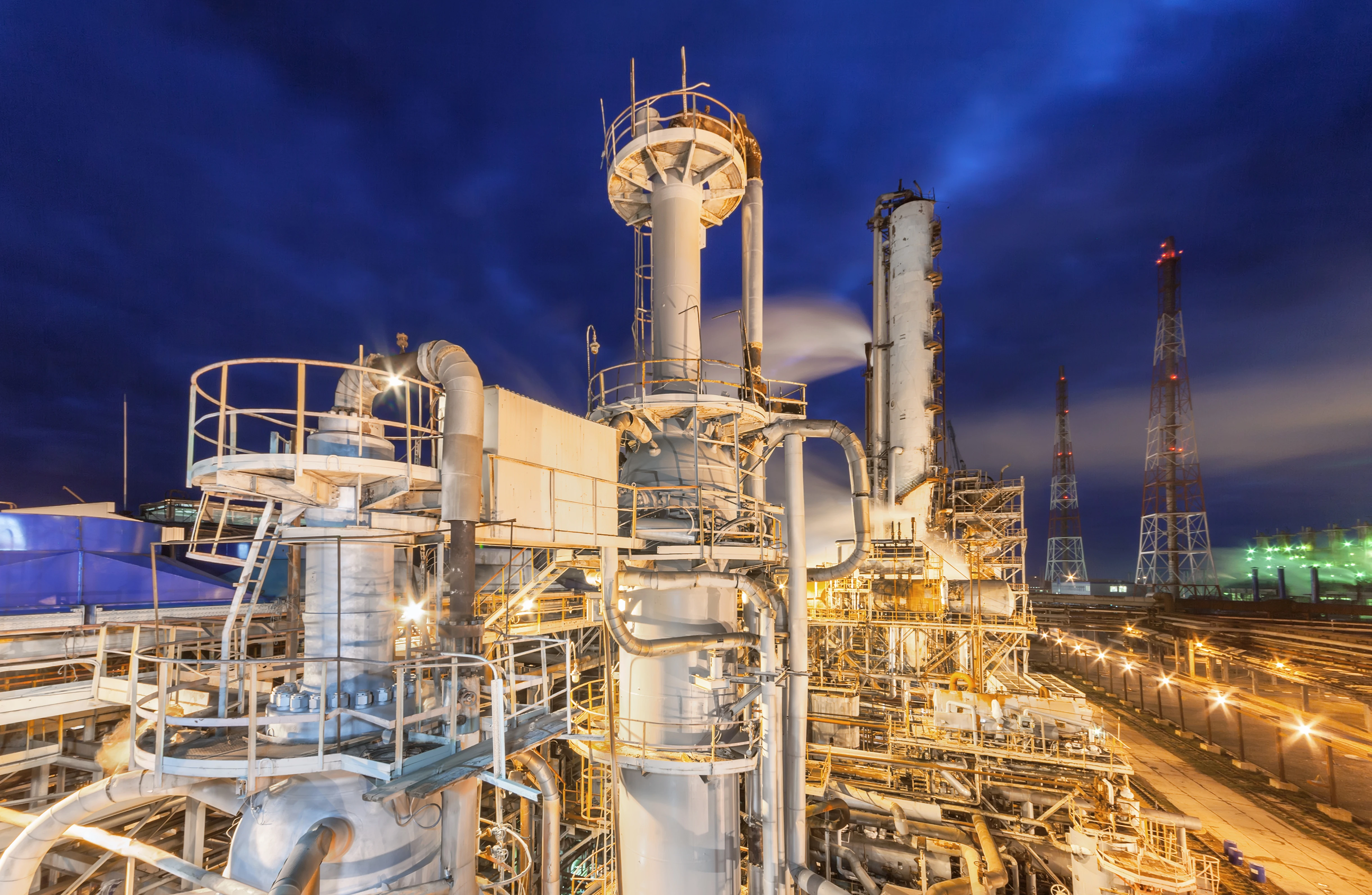 petrochem plant at night 