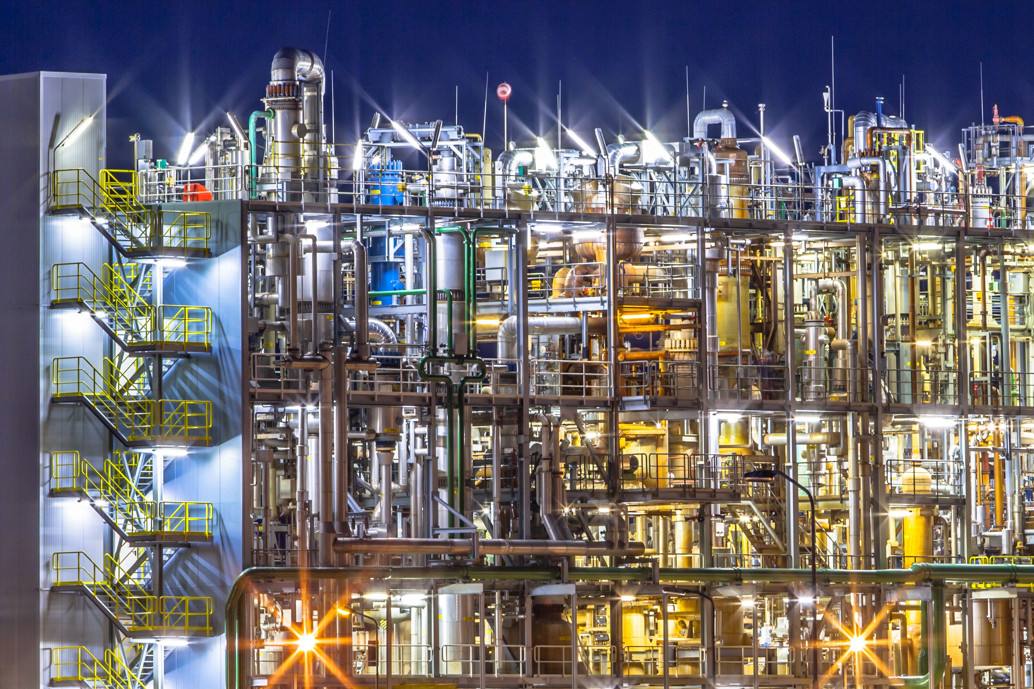 petrochem plant at night