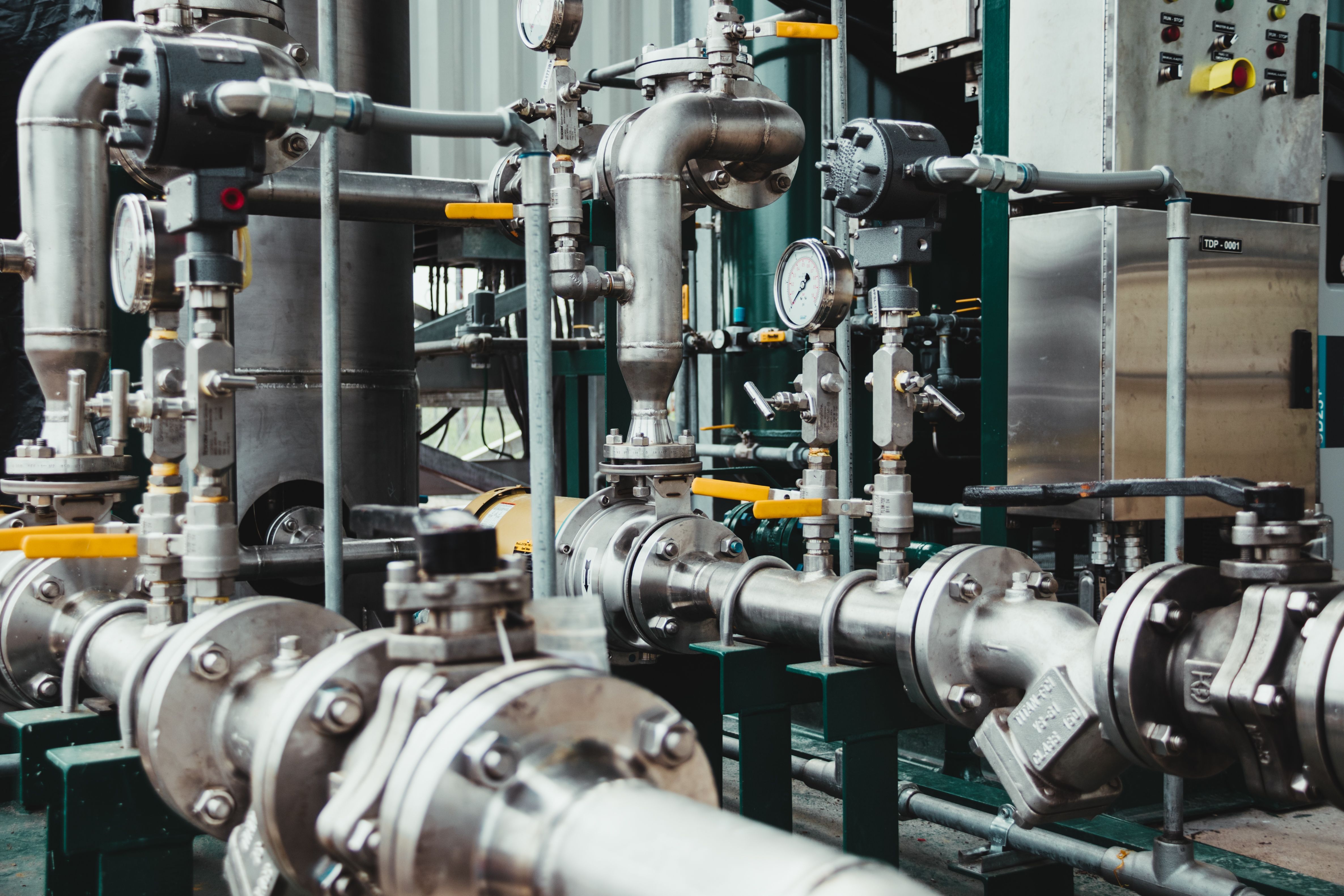 silver pipes and flanges with bolts 