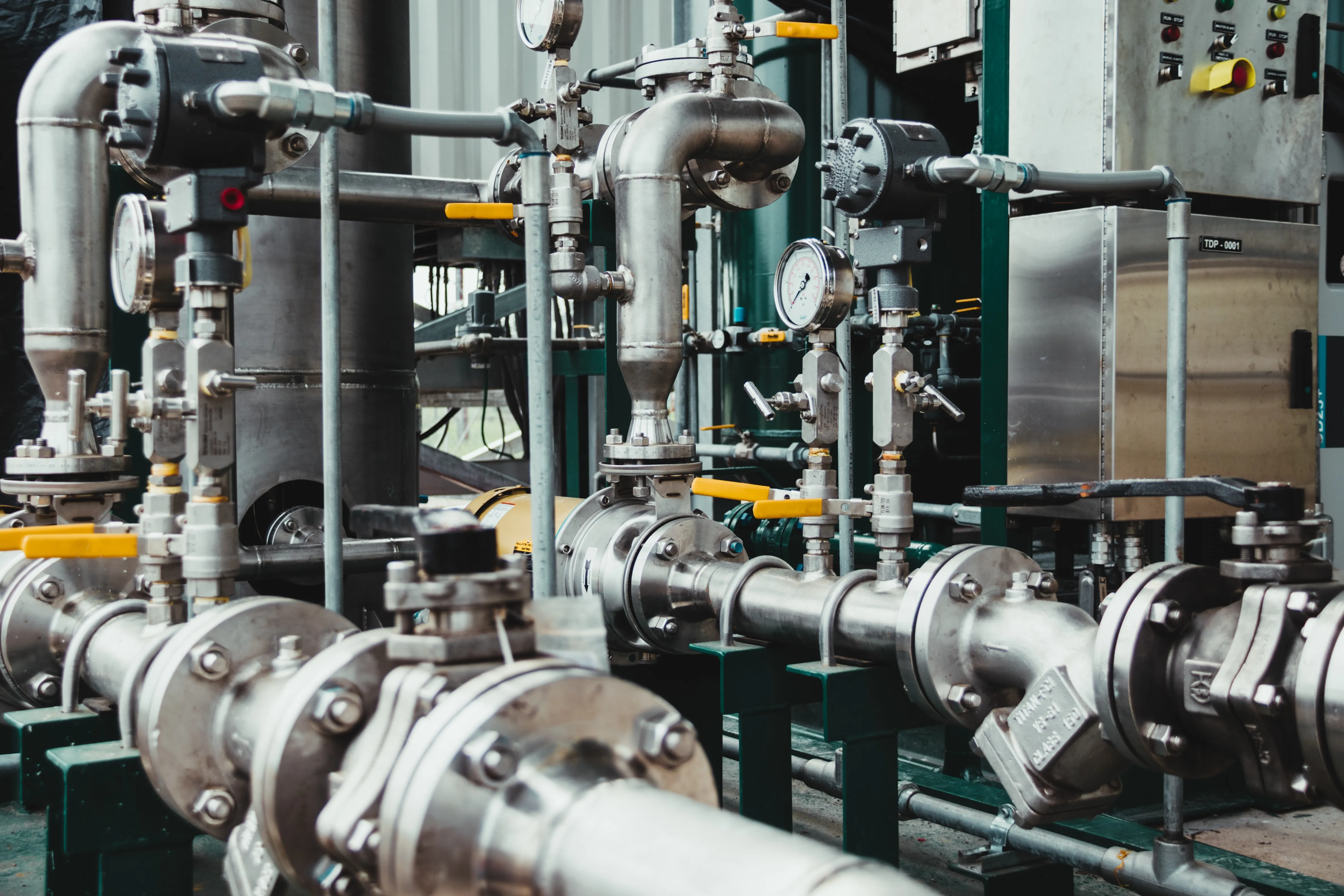 silver pipes and flanges with bolts 