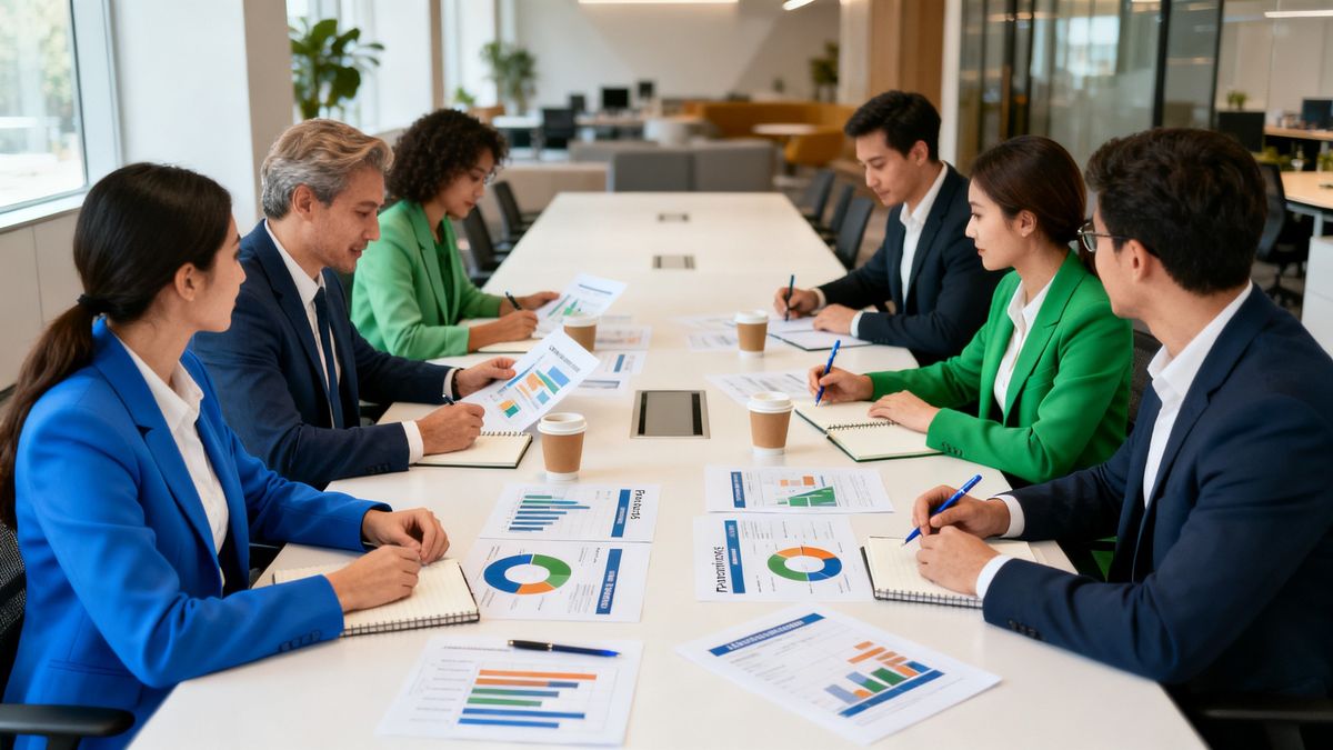 Two sales teams comparing prospecting platforms in a modern meeting — illustration of HubSpot prospecting agent alternatives