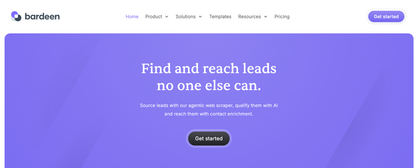 Bardeen homepage showcasing AI-powered lead sourcing for the best sales prospecting tools.