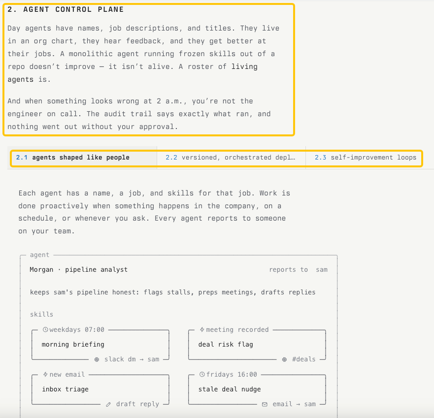 Dashboard view of Day AI agent control plane managing AI pipeline analyst workflows.