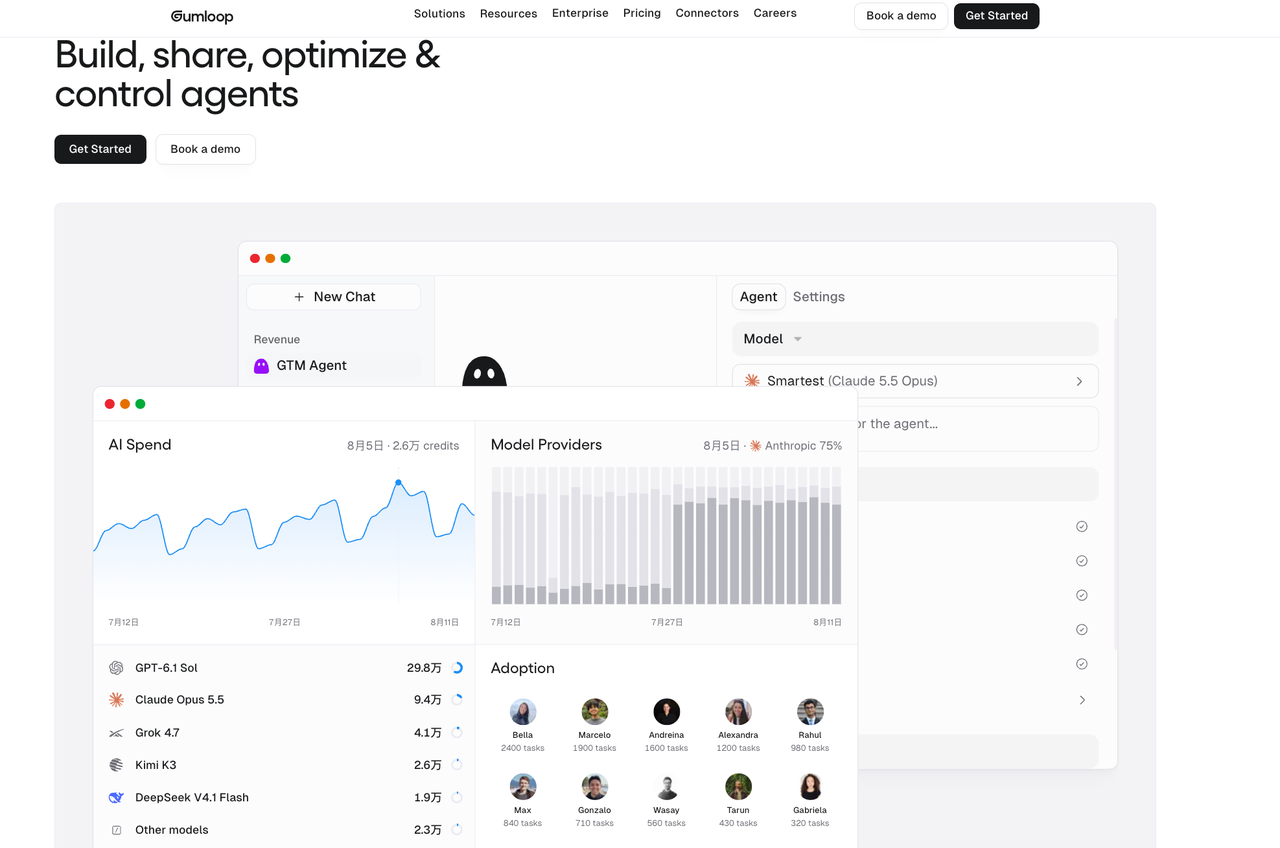 Gumloop platform dashboard showcasing agent control among the best human in the loop workflow tools.
