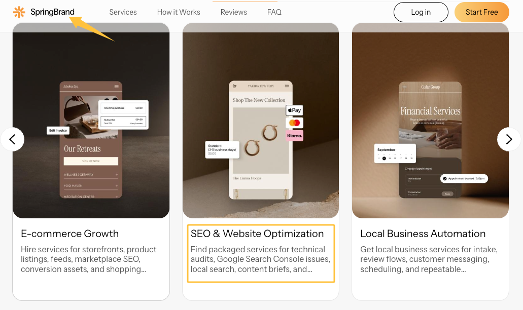 A website screenshot showcasing SEO and website optimization services for an Instagram Reel to blog conversion.