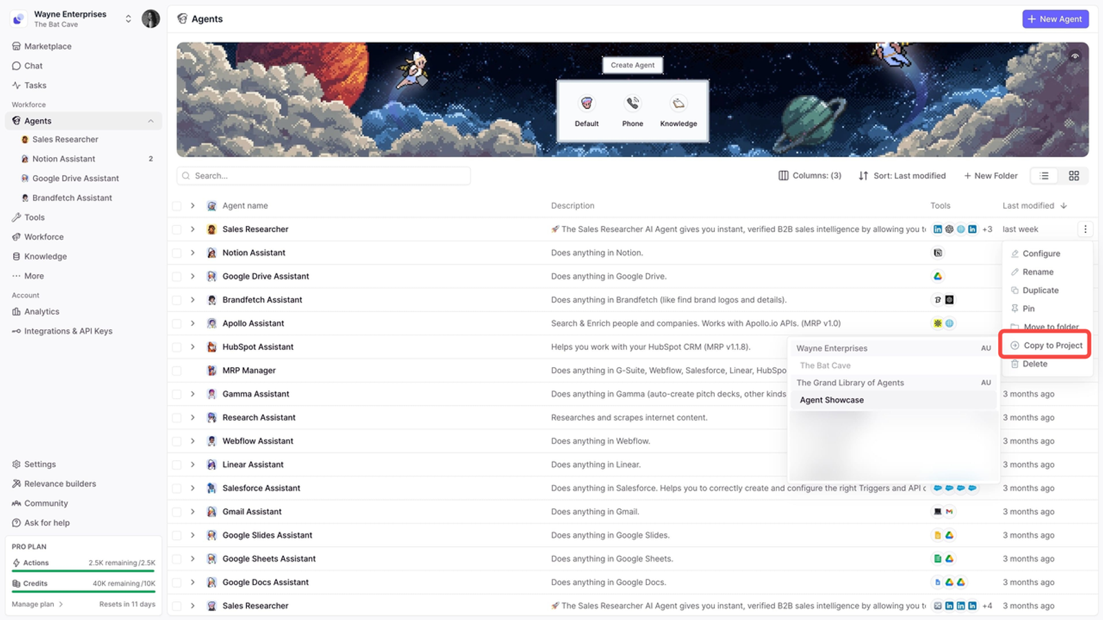 Relevance AI agent management dashboard for comparing leading Relevance AI alternatives.