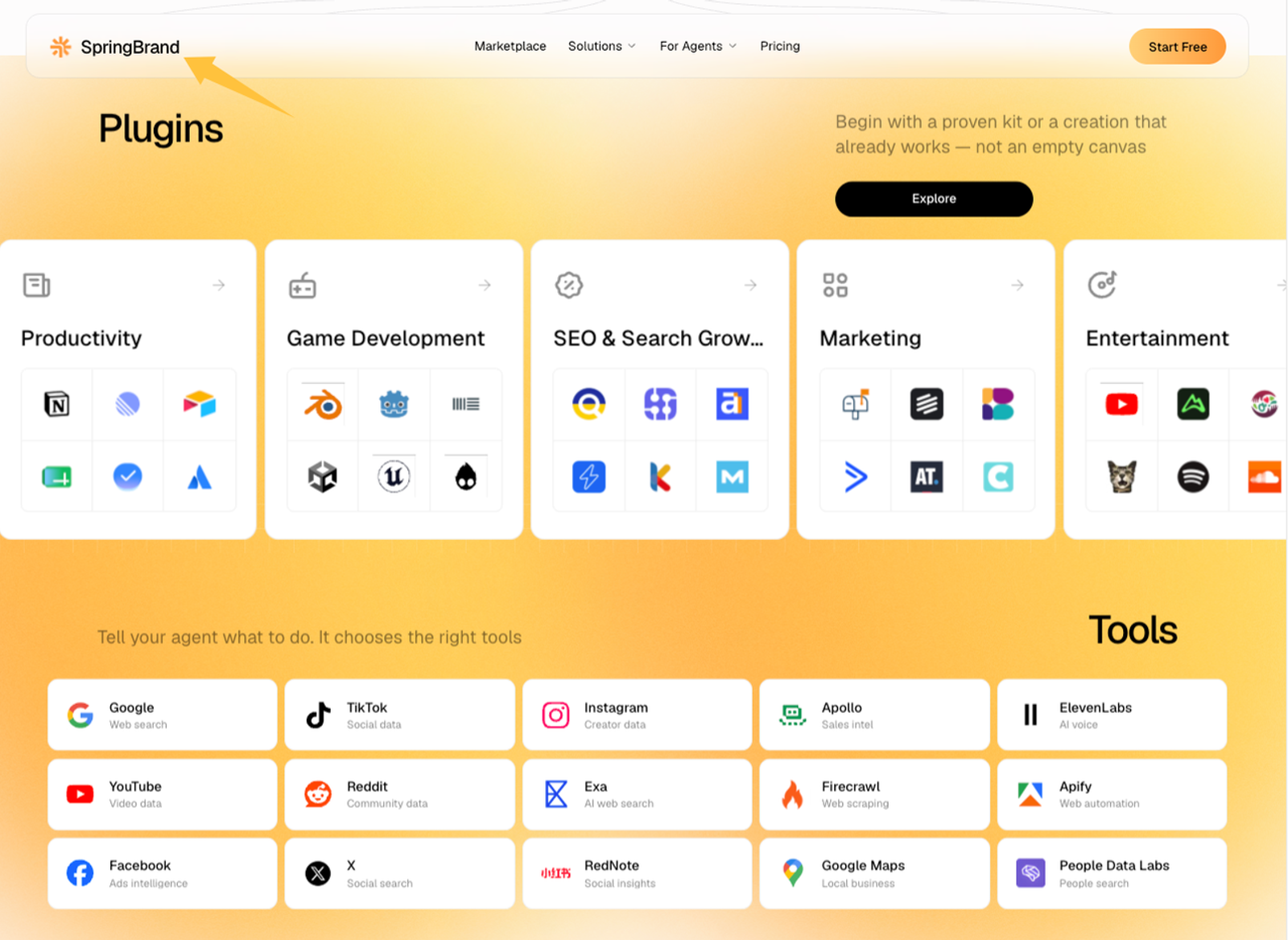 Plugin marketplace showcasing productivity, SEO, and social media tools compatible with Viktor small business AI.