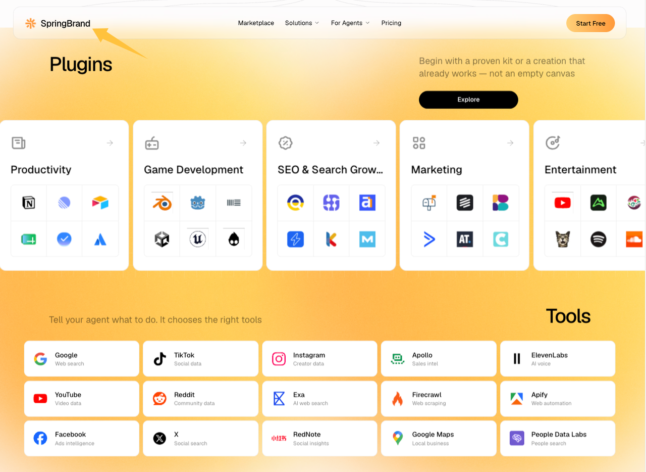 Plugin marketplace showcasing productivity, SEO, and social media tools compatible with Viktor small business AI.