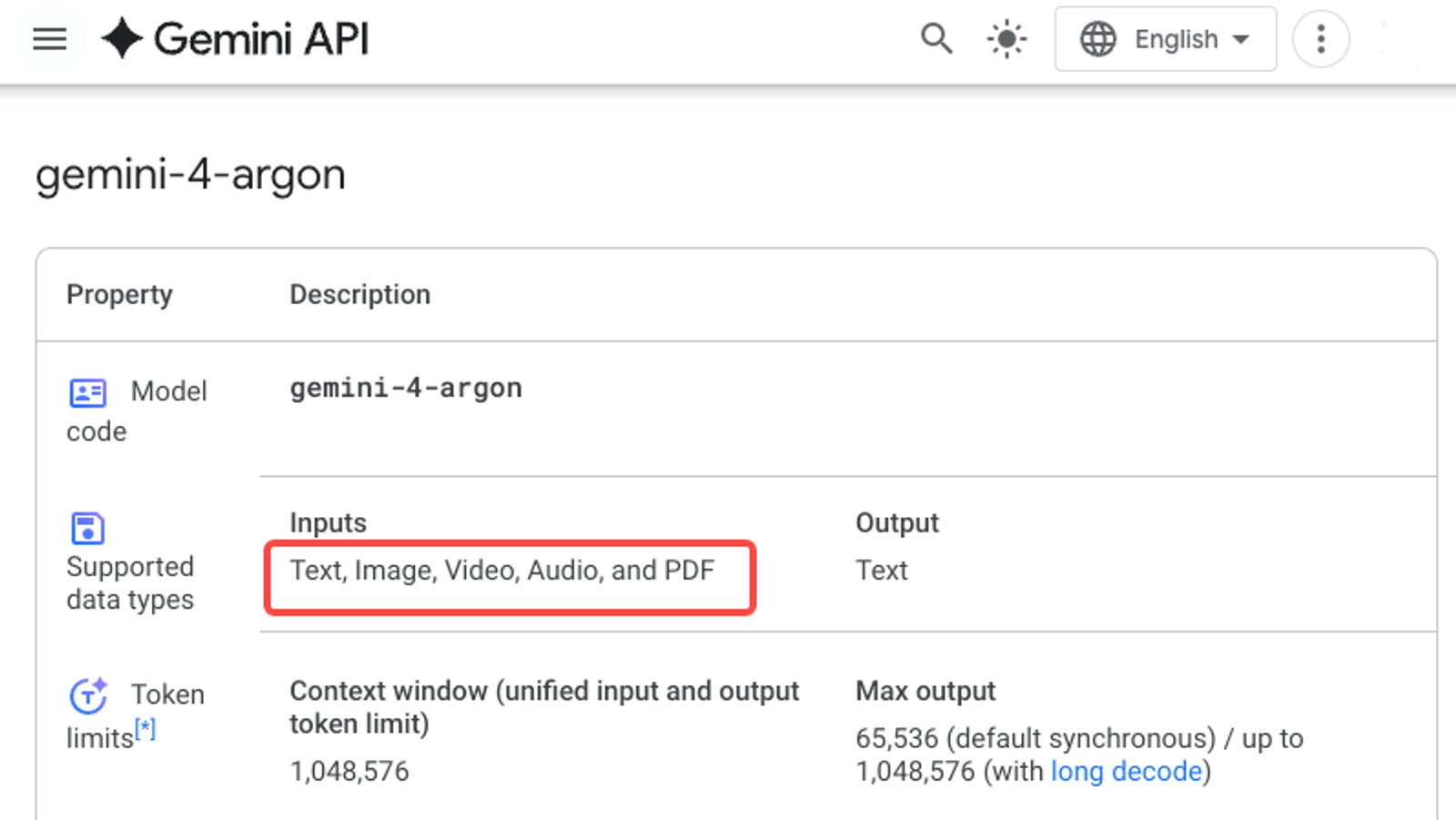 Review gemini 4 argon marketing model features supporting multimodal inputs like video audio and PDF.