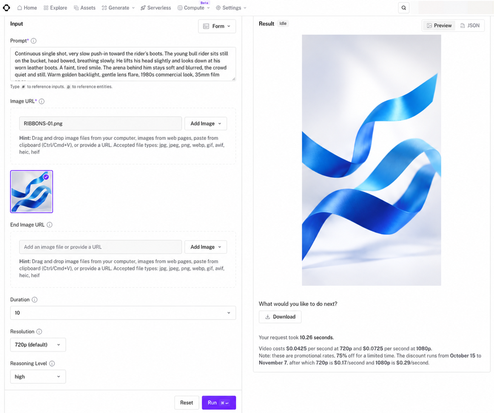 Render high quality vertical ad teasers with a flux 3 max campaign workflow in the fal AI dashboard.