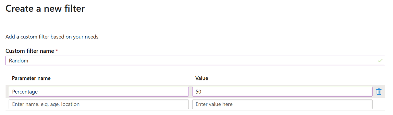 Software interface for setting parameter filters in automated systems and enterprise ai agent use cases.