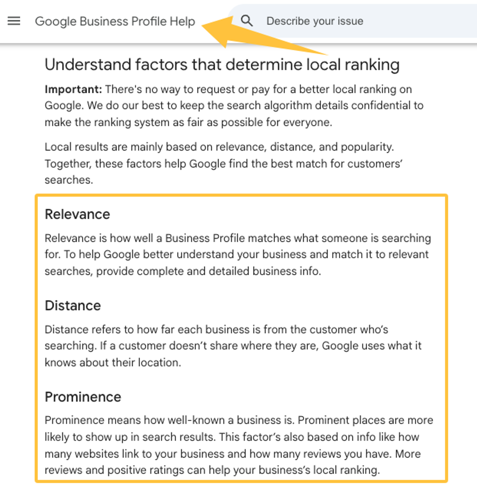 Google guide on local ranking factors, one of the top digital marketing tactics smb to master.