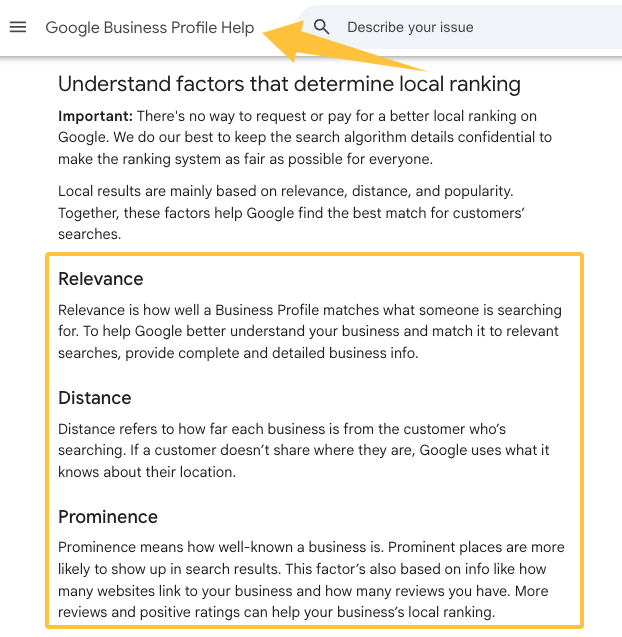 Google guide on local ranking factors, one of the top digital marketing tactics smb to master.