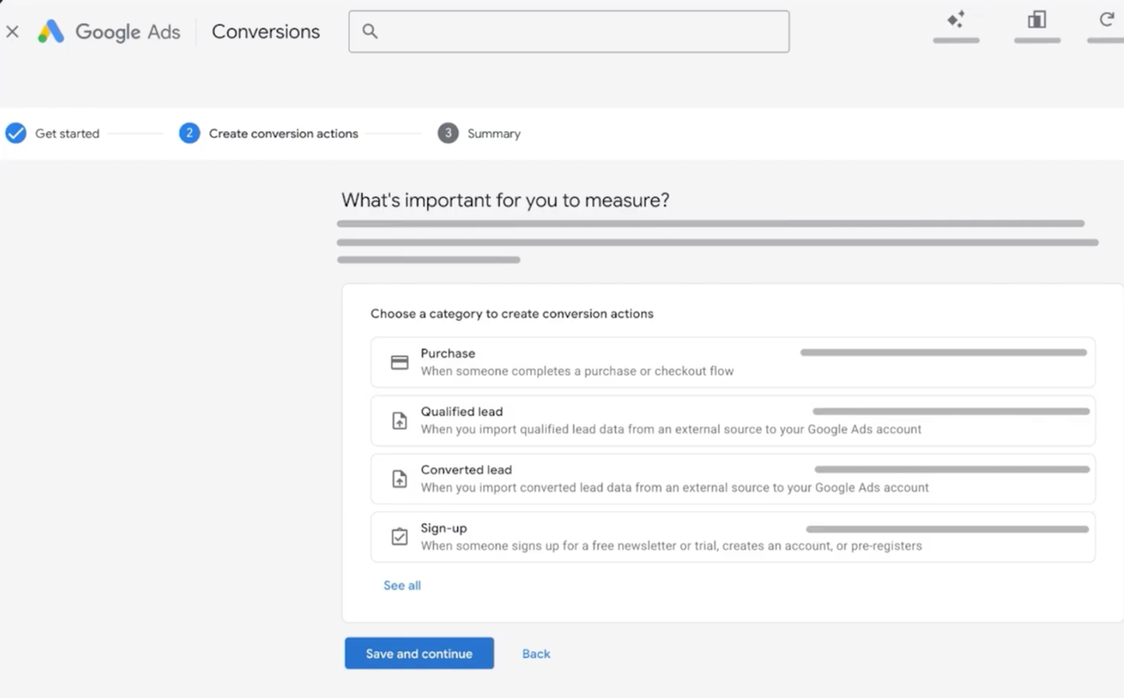 Dashboard showing conversion tracking setup, an essential step in professional google ads management services.