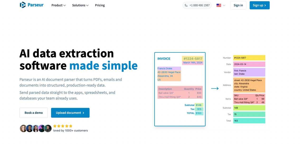 See how Parseur uses top-tier invoice data extraction software to turn unstructured PDFs into structured data.