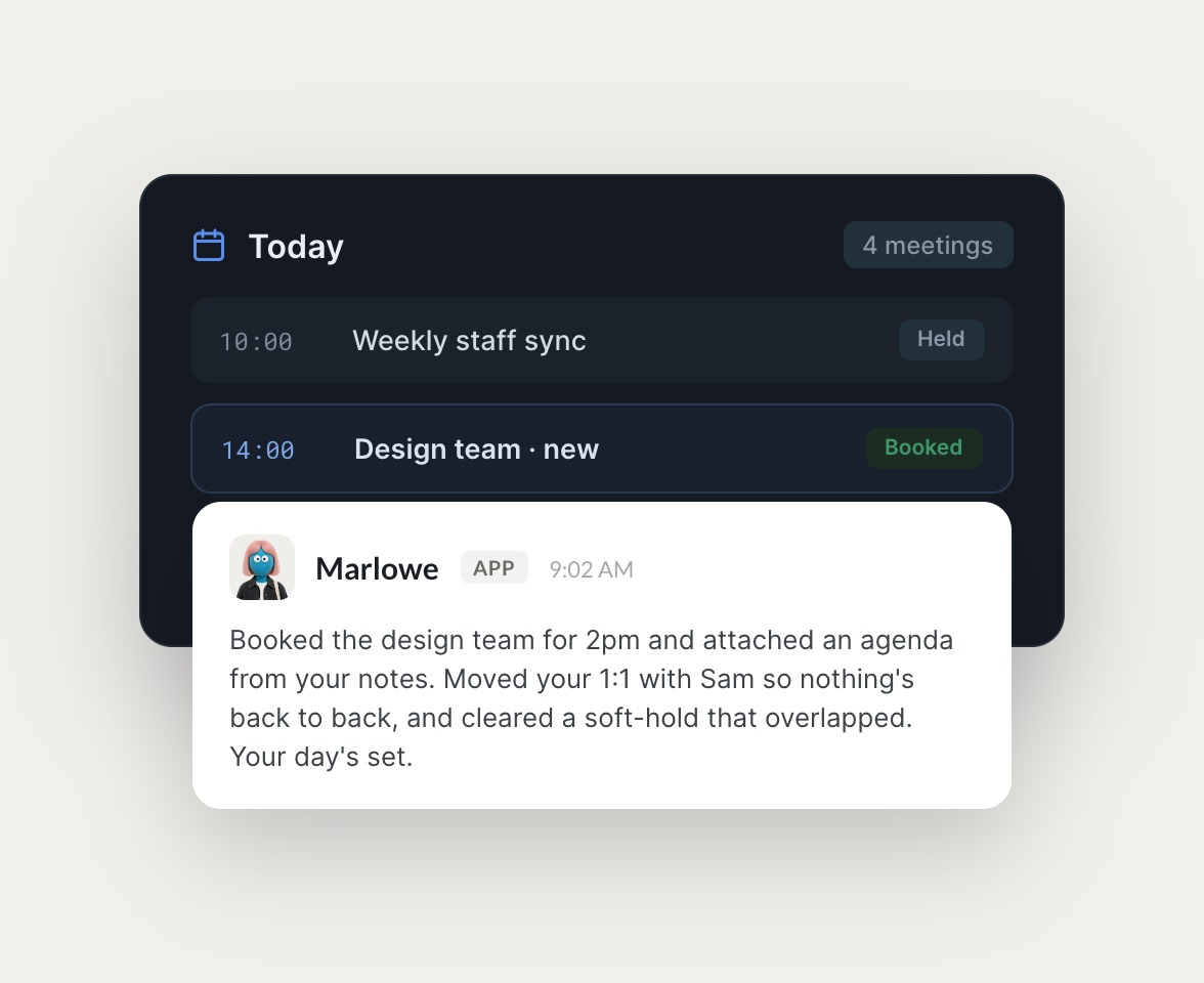 Calendar interface demonstrating how Skydive AI for business smartly manages schedules and books meetings.