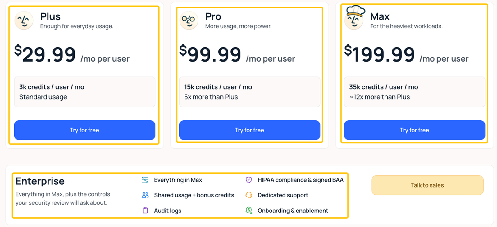 Pricing plan tier overview for Lindy, demonstrating the cost structure for the best AI agents.