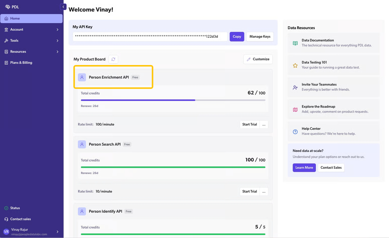 Access powerful Person Enrichment APIs with the best data enrichment tools to retrieve verified contact and professional data.