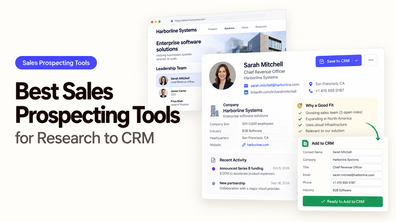Extract lead data and save profiles directly to CRM with the best sales prospecting tools.