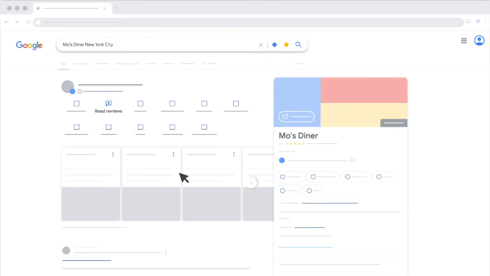 A Google search results mockup demonstrating how local business profiles appear in a construction marketing plan.