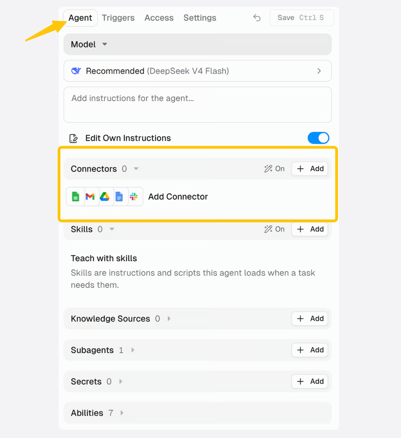 Configure agent instructions, connectors, and skills effortlessly in a modern environment powered by the best ai workflow builders for enterprises.
