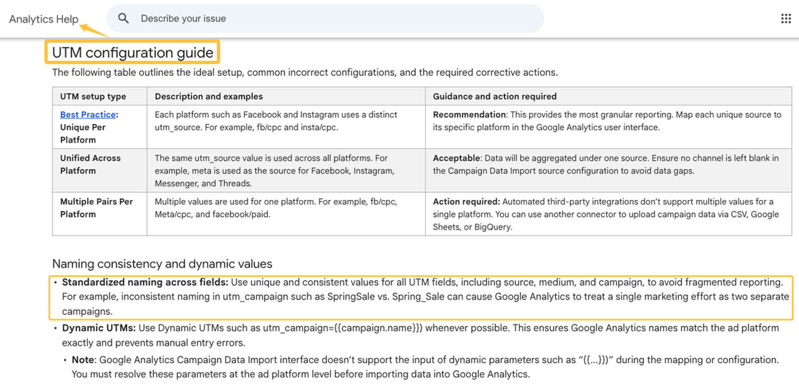 Google Analytics UTM configuration guide showing best practices for accurate tracking in integrated digital marketing.
