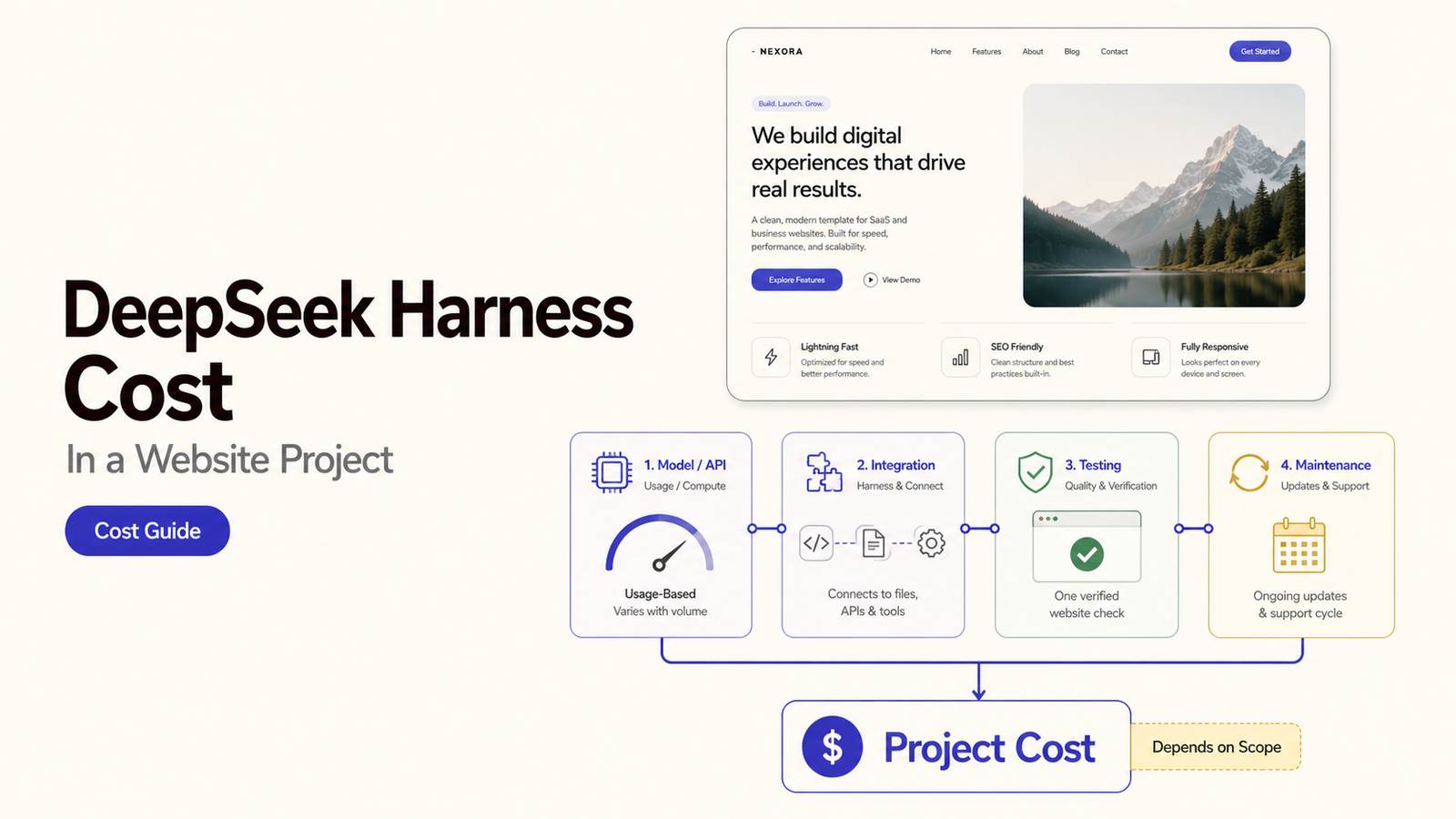 How much does deepseek harness cost breakdown in a web project, including API usage and maintenance steps.