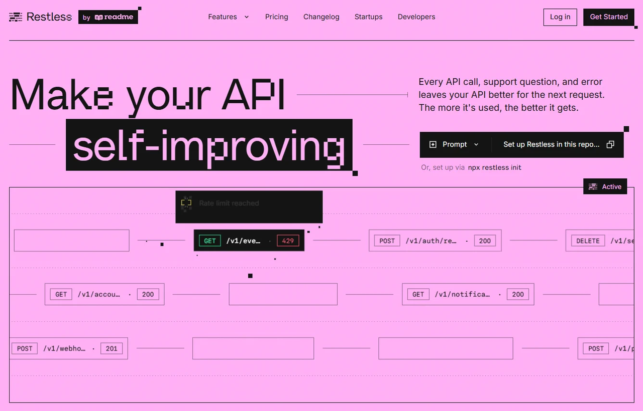Make your API self-improving using restless readme. Learn how every API call and error helps optimize future requests.