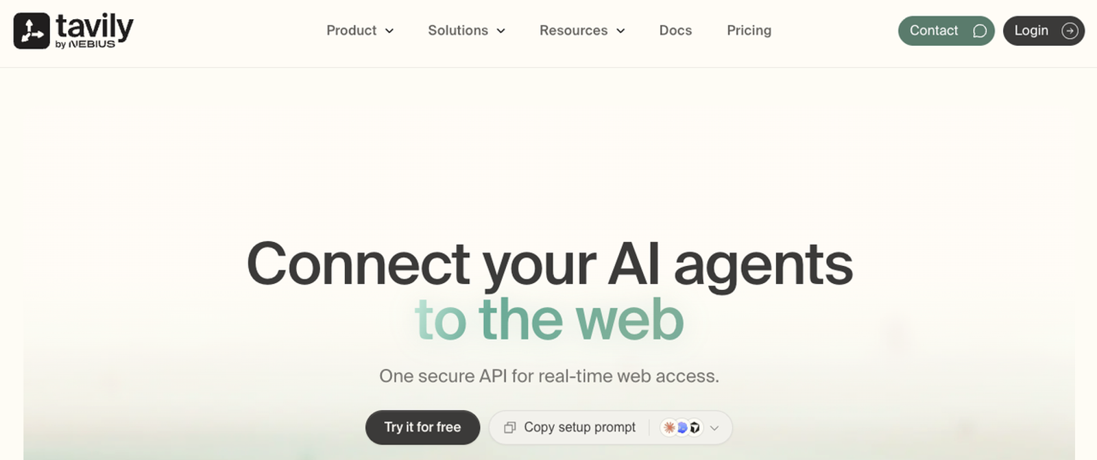 Tavily homepage offering real time web search APIs for AI agents as smart firecrawl alternatives.