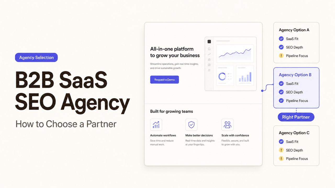 Learn how to select the right b2b saas seo agency by evaluating saas fit, seo depth, and pipeline focus for your business.