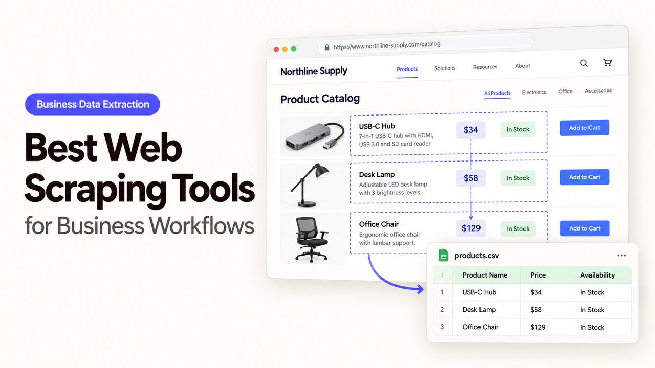 One of the best web scraping tools automatically converts a list of e-commerce products into a CSV file.